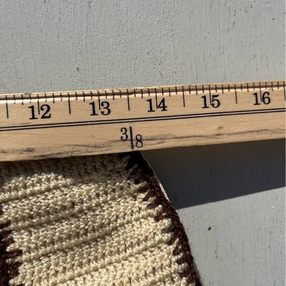 Women's Vintage Knit Weave Skirt Beige Checkered NO TAGS 60s 70s A-Line BOHO - Picture 8 of 12